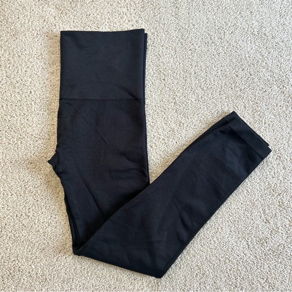 Spanx Leggings Women's Large Black Stretch Seamless High Waist Pull On